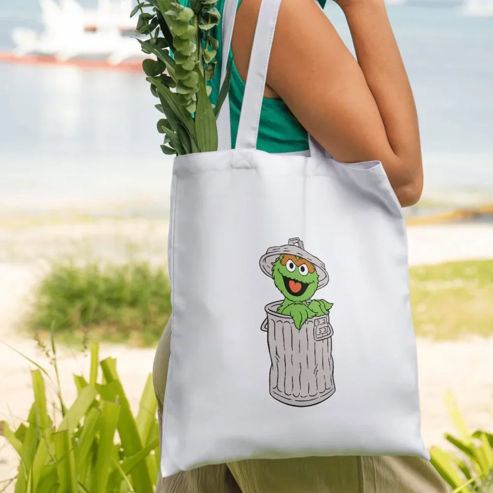 Sesame Street Oscar Reusable Tote bag, kid's books Tote bag.Grocery Shopping bag - Picture 2 of 2